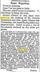 Newspaper article about the wedding of Charles Harmelink and Agnes Kuyper.